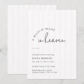 Pink Pinstripe Match Made in Heaven Bridal Shower 招待状 (正面/裏面)