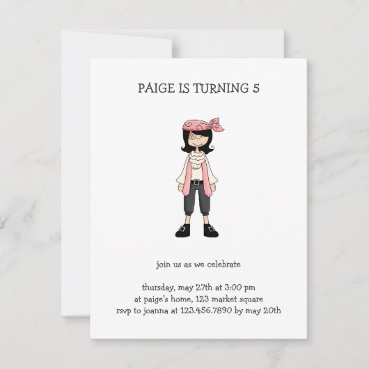 Pink Pirates · Pirate Girl #10 招待状 (正面)