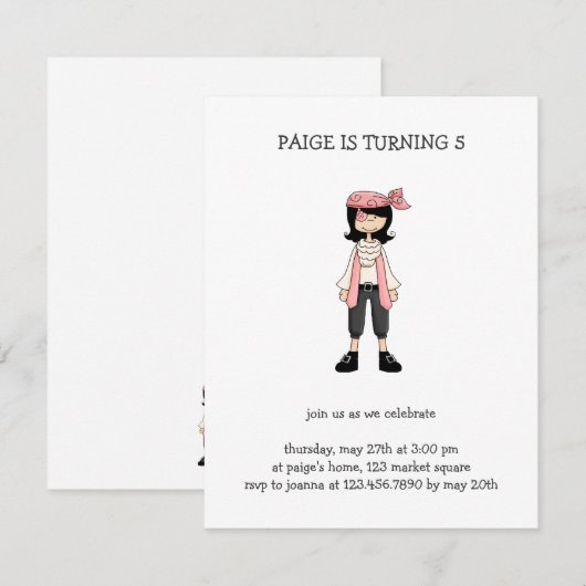 Pink Pirates · Pirate Girl #10 招待状 (正面/裏面)