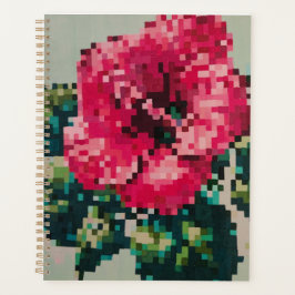 Pink pixel floral illustration プランナー手帳