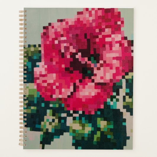 Pink pixel floral illustration プランナー手帳 (正面)