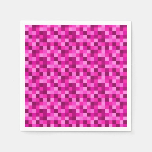 Pink Pixels Printed Birthday Paper Napkins Pixel スタンダードカクテルナプキン (正面)