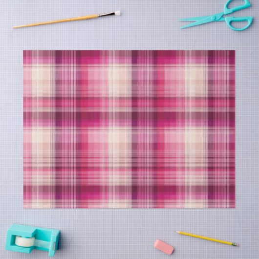 Pink plaid 薄葉紙 (クラフト)