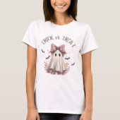 Pink Plaid Bow Cute Ghost Girl Halloween Tシャツ (正面)