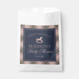 Pink Plaid Classic Rocking Horse Baby Shower フェイバーバッグ