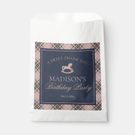 Pink Plaid Classic Rocking Horse Birthday Dessert フェイバーバッグ