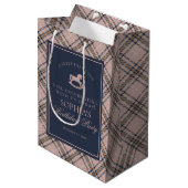 Pink Plaid Classic Rocking Horse Birthday Favor ミディアムペーパーバッグ (正面アングル)