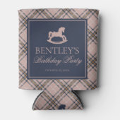 Pink Plaid Classic Rocking Horse Birthday Favor 缶クーラー (正面)