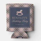 Pink Plaid Classic Rocking Horse Birthday Favor 缶クーラー (裏面)