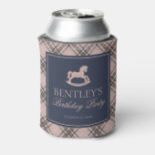 Pink Plaid Classic Rocking Horse Birthday Favor 缶クーラー (缶裏面)