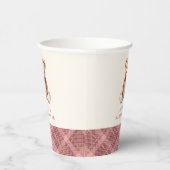 Pink Plaid Classic Teddy Bear Baby Shower 紙コップ (右)