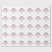 Pink Plaid Cute Airplane Girl Name Personalized ラッピングペーパー (フラット)