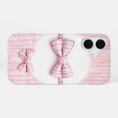 Pink Plaid - Cute Bow Tie Phone Case iPhone 16ケース (裏面横)