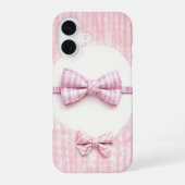 Pink Plaid - Cute Bow Tie Phone Case iPhone 16ケース (裏面)