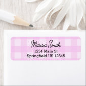 Pink Plaid cute return address ラベル (インサイチュ)