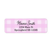 Pink Plaid cute return address ラベル (正面)
