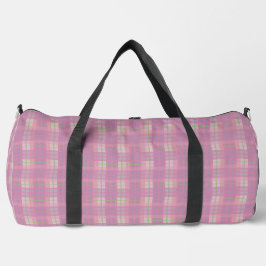 Pink Plaid Duffel Bag, Large ダッフルバッグ