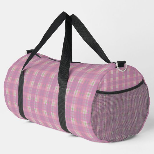 Pink Plaid Duffel Bag, Large ダッフルバッグ (右コーナー)