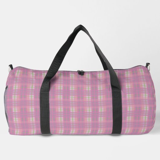 Pink Plaid Duffel Bag, Large ダッフルバッグ (裏面)