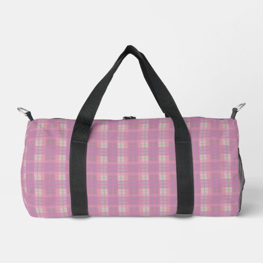Pink Plaid Duffle Bag, Small ダッフルバッグ (正面)