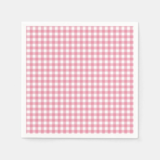 Pink Plaid Gingham Baby Shower スタンダードカクテルナプキン (正面)