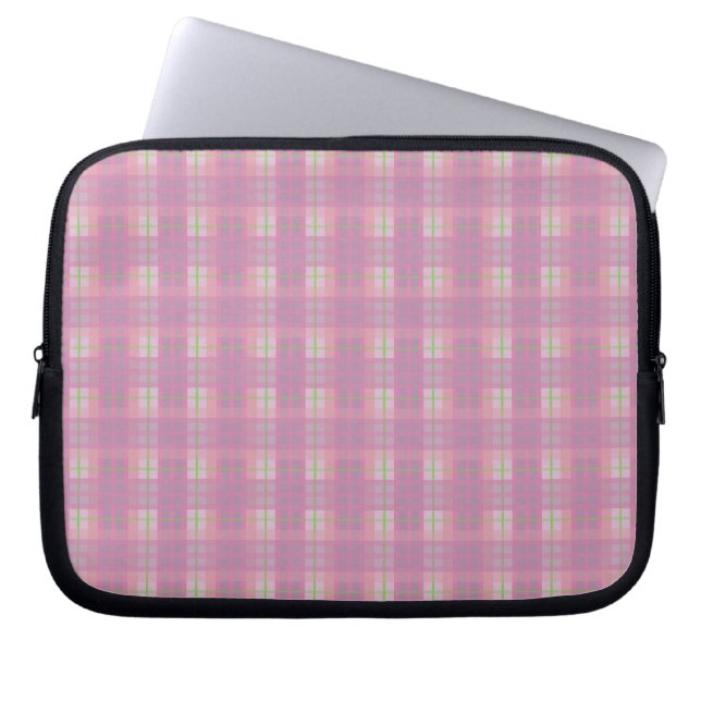 Pink Plaid Laptop Sleeves Protector ラップトップスリーブ (正面)