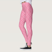 Pink plaid leggings displayed front view, worn  レギンス (左)