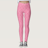 Pink plaid leggings displayed front view, worn  レギンス (正面)