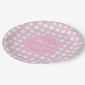 Pink Plaid Paper Plates Elegant Wedding Party ペーパープレート (アングル)