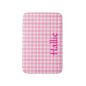 Pink Plaid Pattern Absorbent Pet Mat バスマット (正面縦)