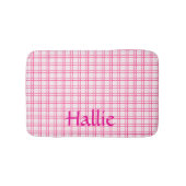 Pink Plaid Pattern Absorbent Pet Mat バスマット (正面)