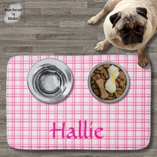 Pink Plaid Pattern Absorbent Pet Mat バスマット