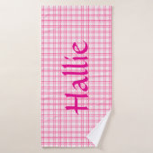 Pink Plaid Pattern Design Pet Towel バスタオル (バスタオル)