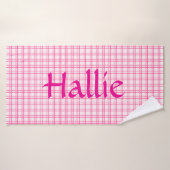 Pink Plaid Pattern Design Pet Towel バスタオル (バスタオル)