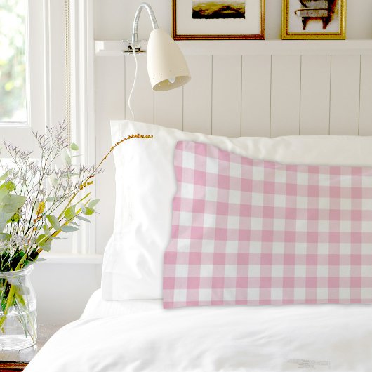 Pink Plaid Pattern Pair Of Pillowcases 枕カバー