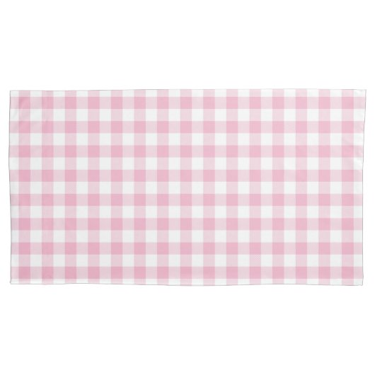 Pink Plaid Pattern Pair Of Pillowcases 枕カバー (正面左)