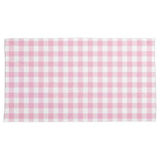 Pink Plaid Pattern Pair Of Pillowcases 枕カバー (正面右)