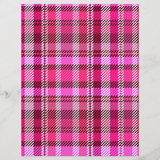 Pink Plaid Scrapbook Paper 2-Sided Page (正面)