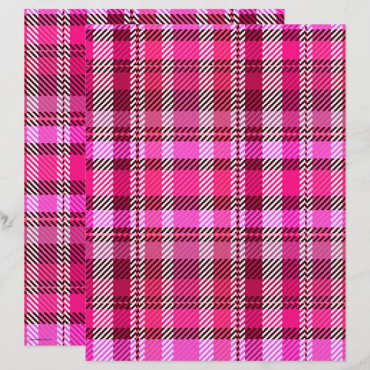 Pink Plaid Scrapbook Paper 2-Sided Page (正面/裏面)