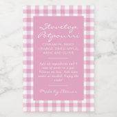 Pink Plaid Simmer Pot Kit Label フードラベル (シングルラベル)