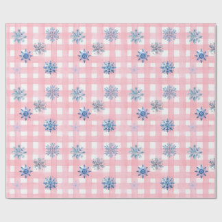Pink Plaid Snowflake ラッピングペーパー