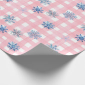 Pink Plaid Snowflake ラッピングペーパー (角)