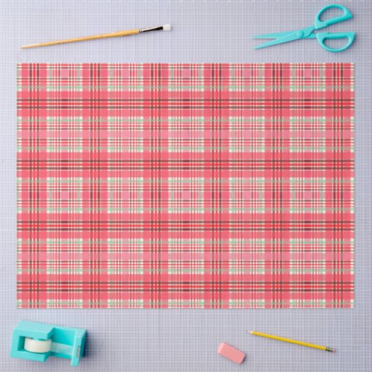 Pink Plaid Tartan 薄葉紙 (クラフト)