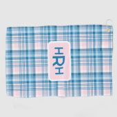 Pink Plaid with Modern Monogram ゴルフタオル (横)