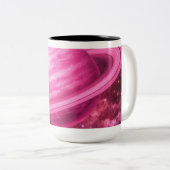 Pink Planet with Pink Rings ツートーンマグカップ (正面右)