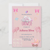 Pink playful Baby Shower Invitation  招待状 (正面)