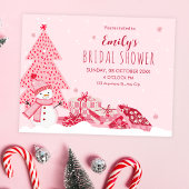 Pink playful winter bridal shower 招待状