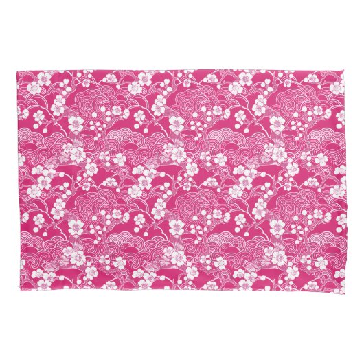 Pink Plum Blossom Chiyogami Pattern Pillowcases 枕カバー (正面左)