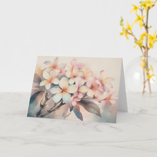 Pink Plumeria at Dawn Greeting Card カード (黄色い花)