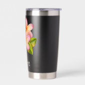 Pink Plumeria Frangipani, your Name, Floral 保温保冷タンブラー (左面)